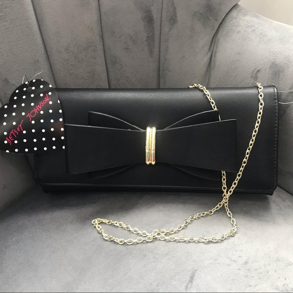 BETSEY JOHNSON New Bow clutch Black Crossbody